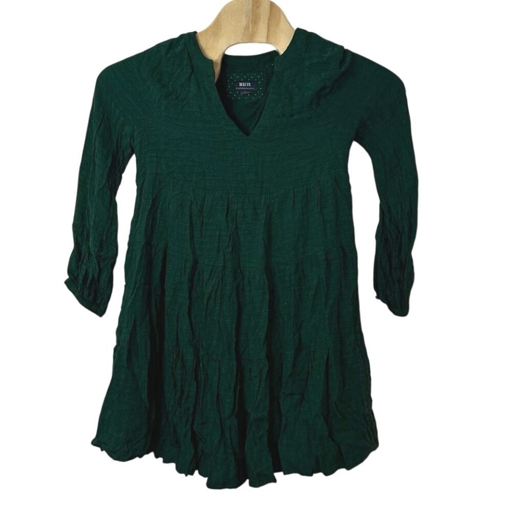 Maeve Anthropologie 3/4‎ Sleeve Tiered Lined Short Dress Size S Boho Cottagecore